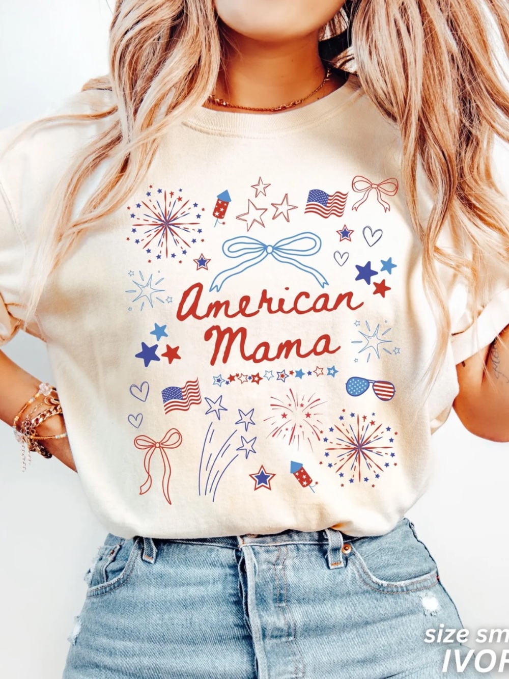 Comfort Colors Ivory American Mama Graphic Tee